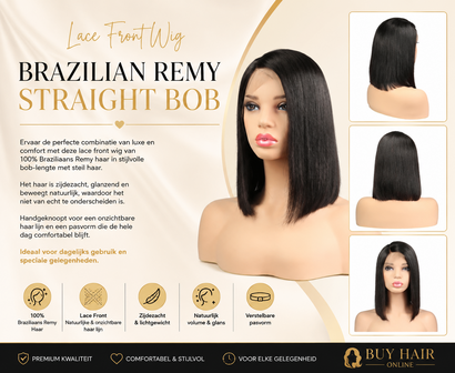 Brazilian Remy Straight Bob Lace Front Wig