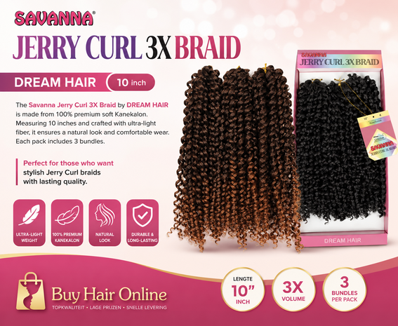 Savanna Jerry Curl 3X Braid DREAM HAIR 10 inch