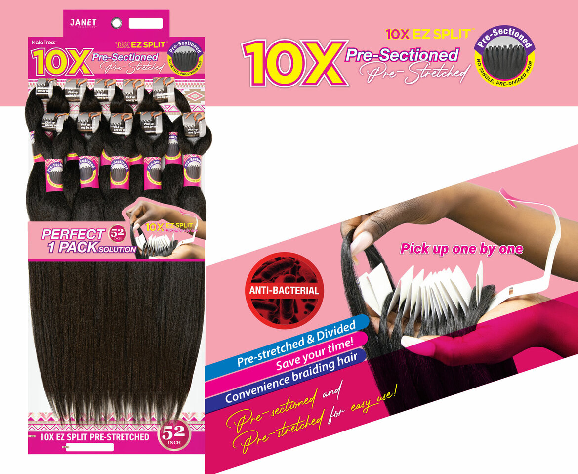 Nala Tress 10X EZ Split. Bereik de vlechtperfectie met ons vooraf gesplitste en voorgerekte vlechthaar!