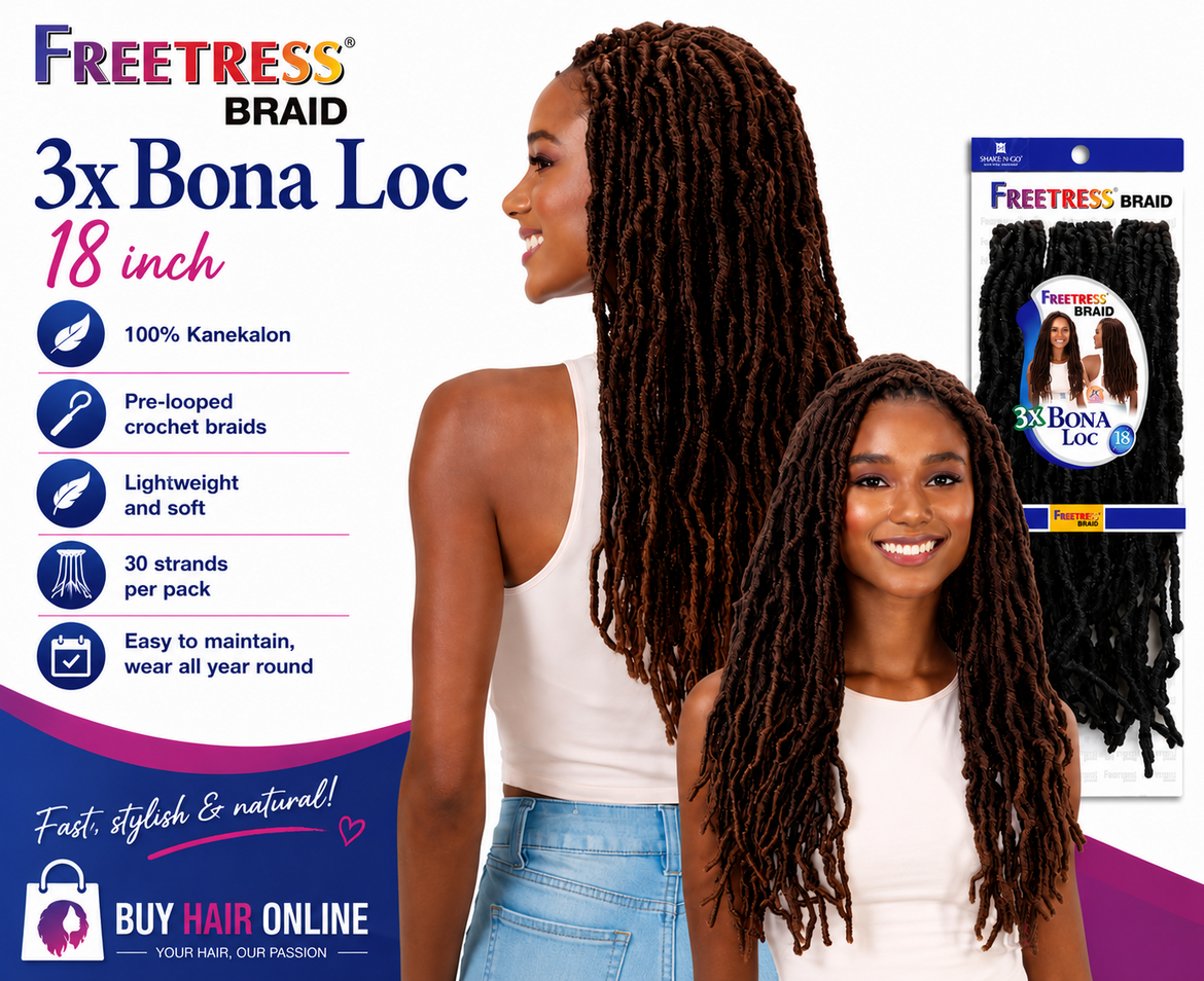 Create beautiful, natural-looking locs in no time with FreeTress Braid 3X Bona Loc