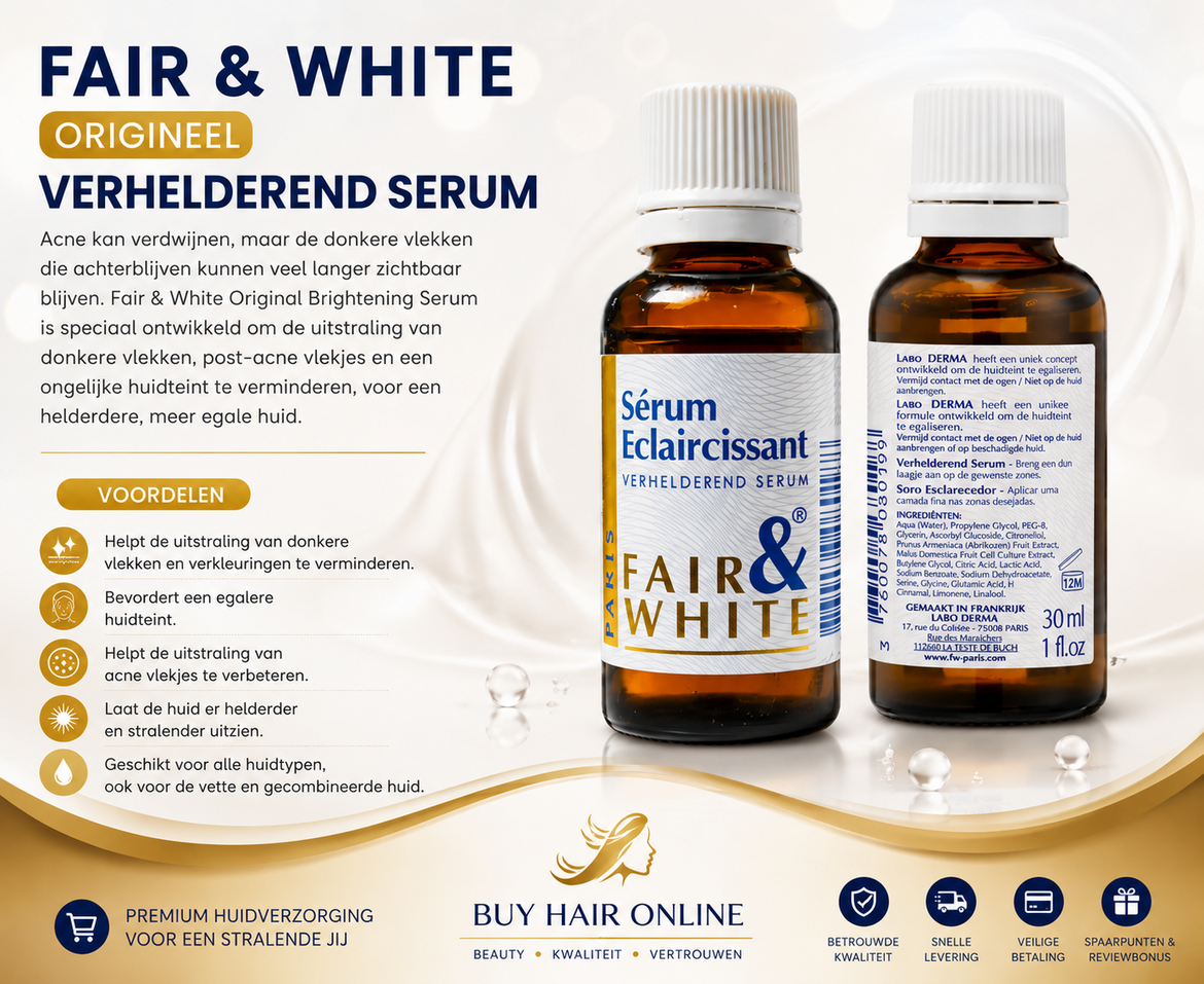 Geef je huid een stralende boost met Fair & White Original Brightening Serum.