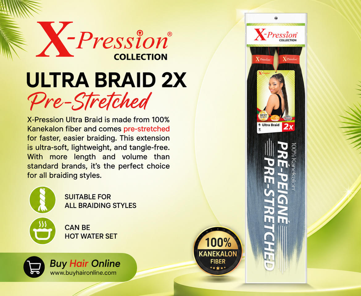 Fast, lightweight, and pre-stretched. X-Pression Ultra Braid 2X is perfect for every braid style.