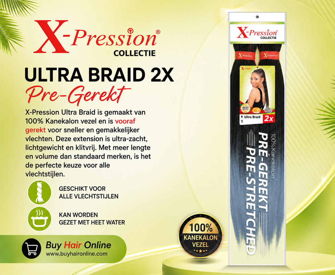Snel, lichtgewicht en vooraf gerekt. X-Pression Ultra Braid 2X is perfect voor iedere vlechtstijl.