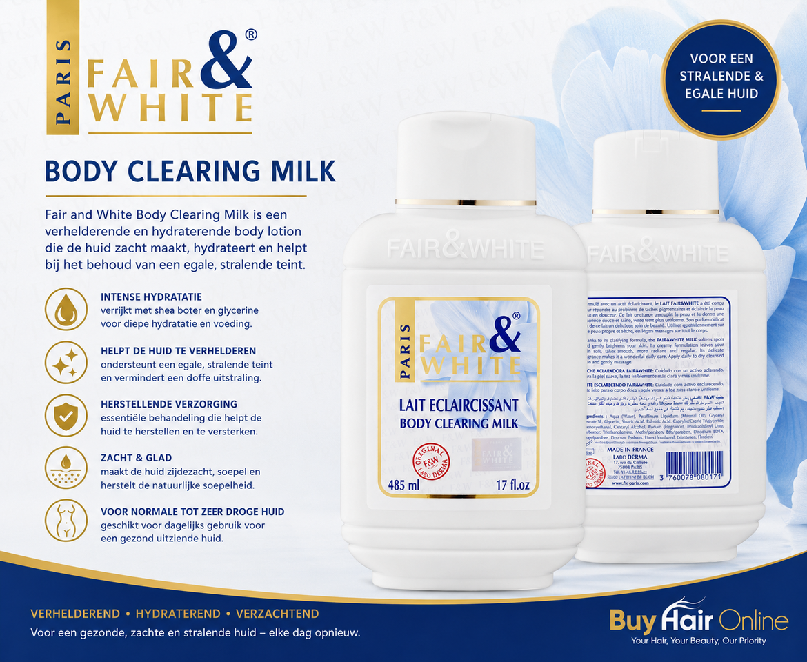 Hydrateer en verzorg je huid dagelijks met Fair & White Body Clearing Milk voor een zachte, gladde en stralende huid.