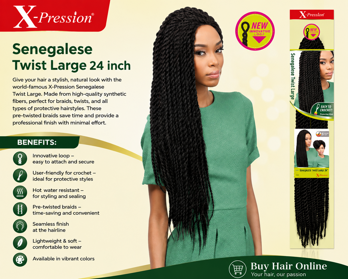Create a stylish look with X-Pression Senegalese Twist Large
