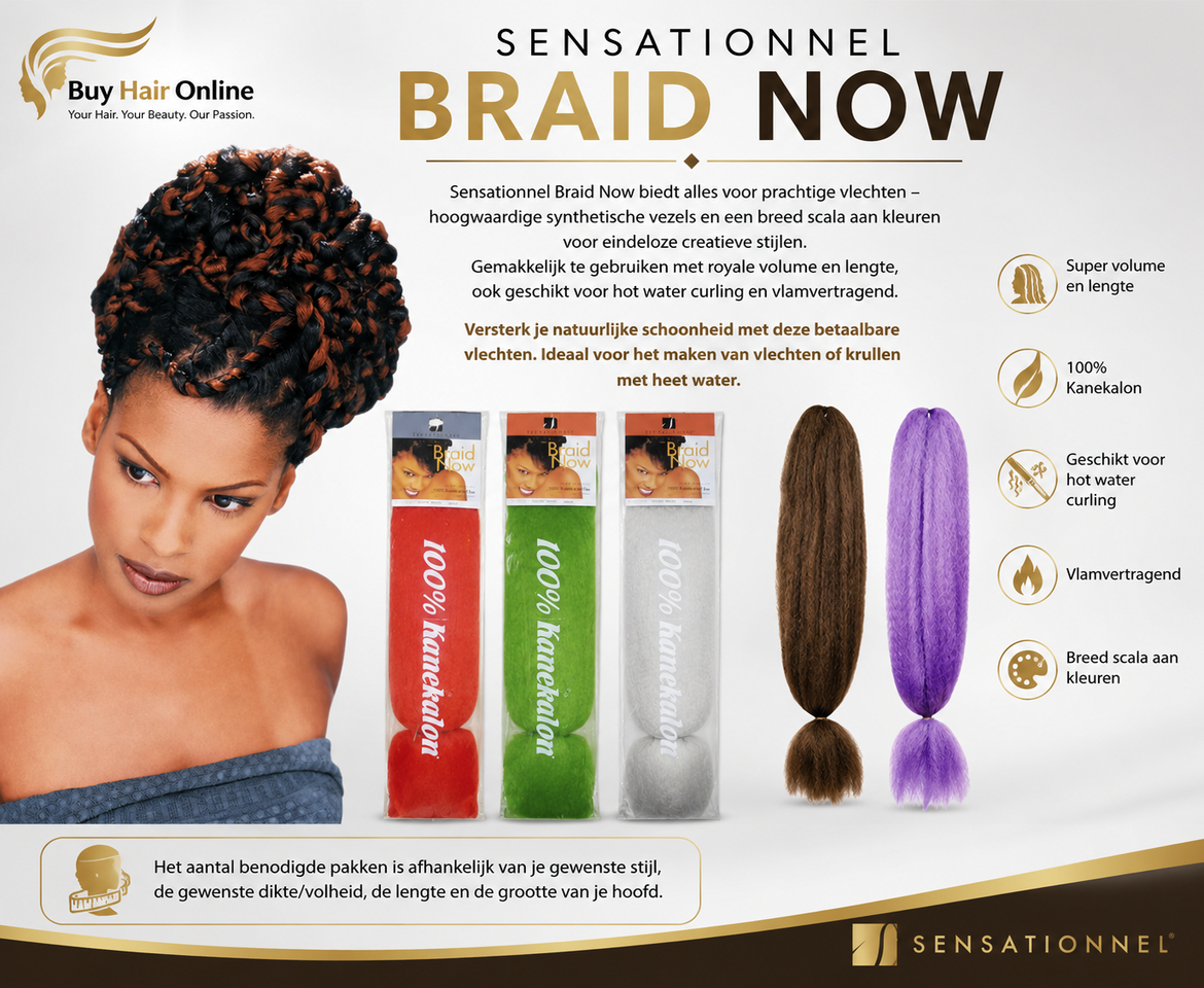 Sensationnel Braid Now biedt super volume, natuurlijke uitstraling en eindeloze stylingmogelijkheden met 100% Kanekalon. Perf