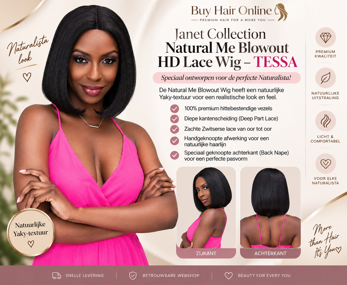 Een stijlvolle HD lace wig met natuurlijke Yaky-textuur voor een elegante, realistische look.