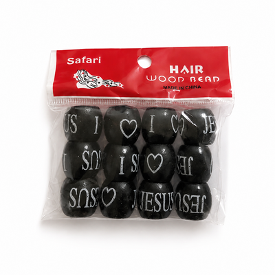 Safari Hair Wood Bead 12st.
